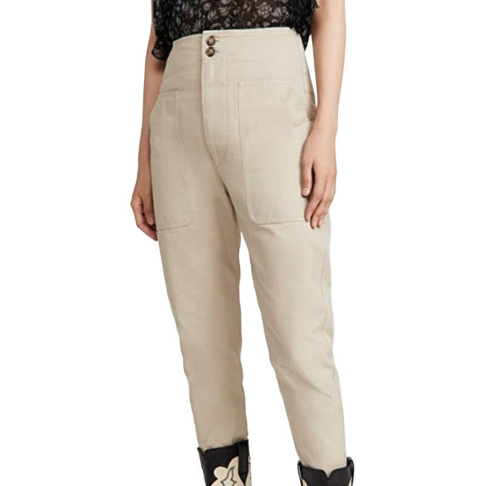 Isabel Etoile Marant NWOT Beige Pralunia Pant Size 36 US 4 100% Cotton High Rise